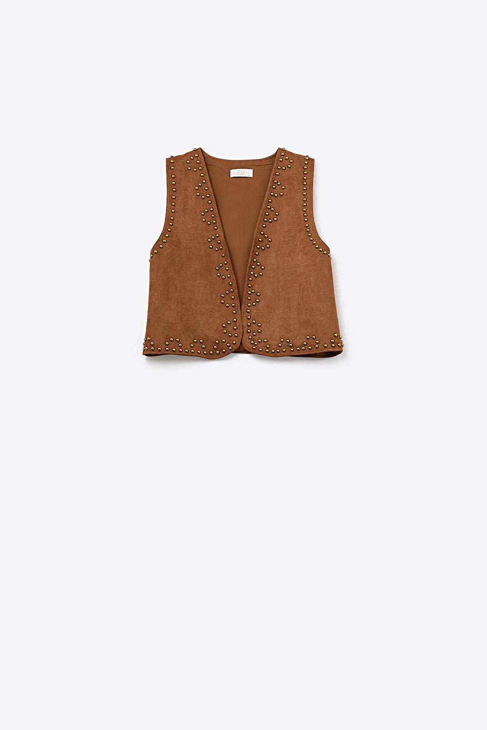 Gilet camel avec détails de clous métalliques