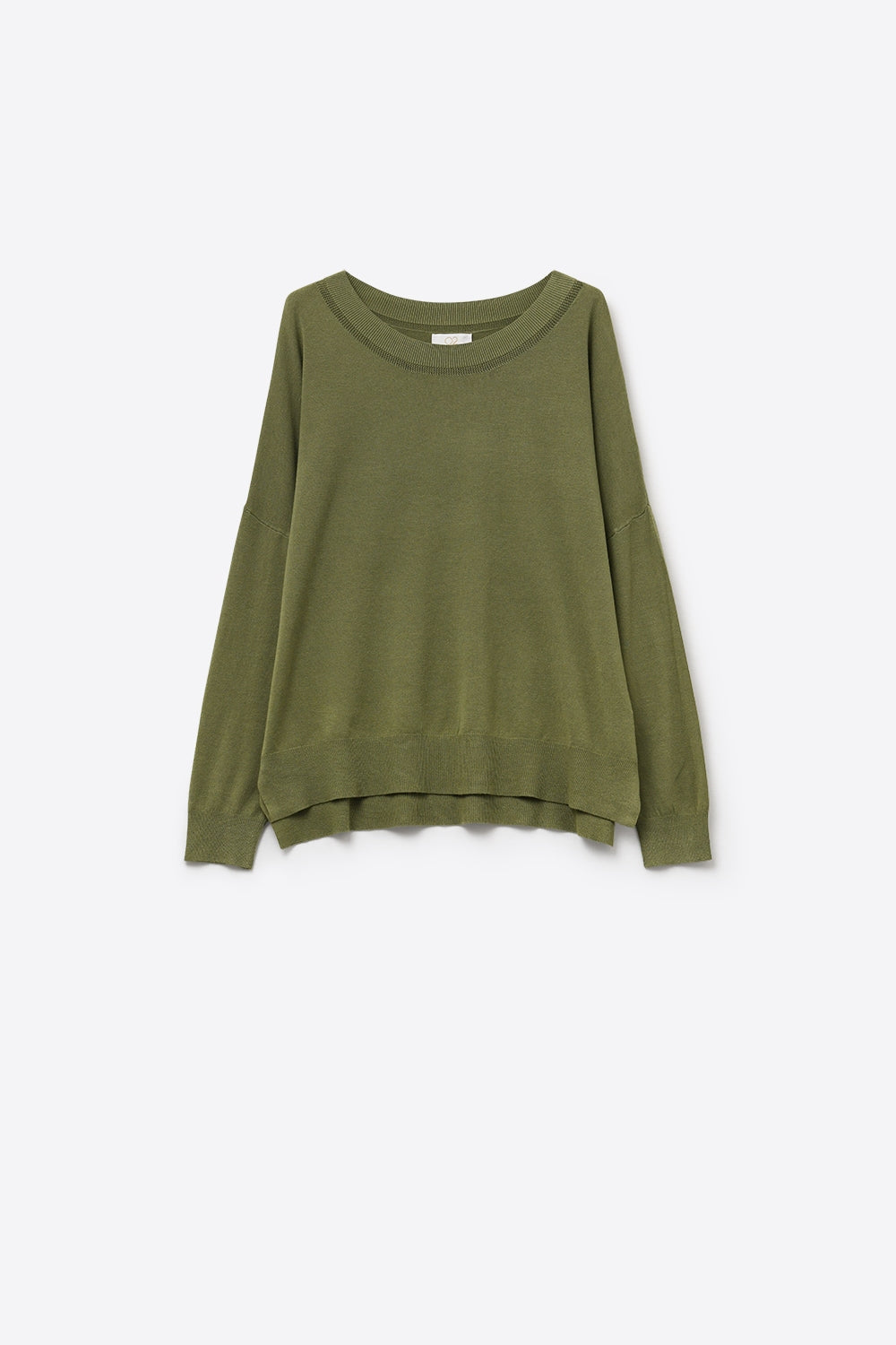 Pull en tricot kaki avec col en maille