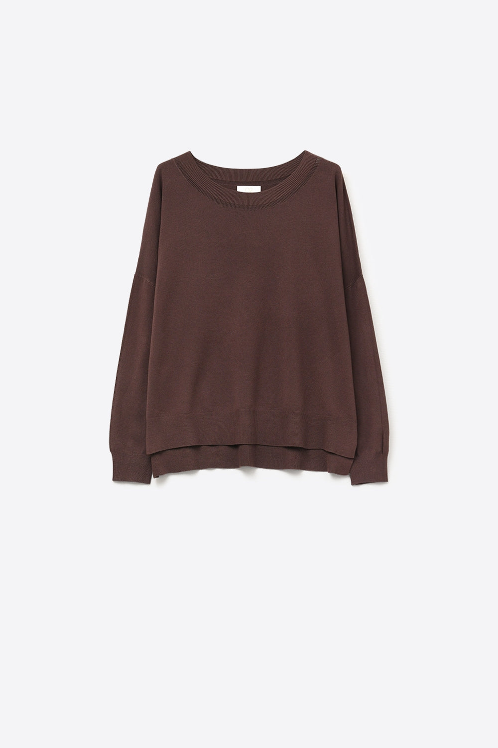 Pull en tricot marron avec col en maille