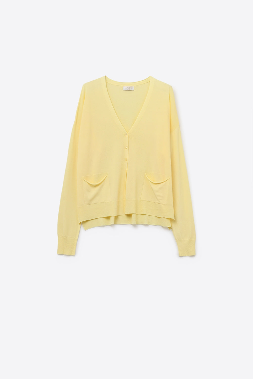 Cardigan en maille fine avec poches sur le devant en jaune