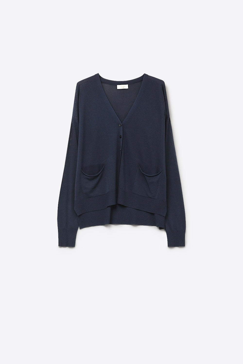 Cardigan en maille fine avec poches sur le devant en marine