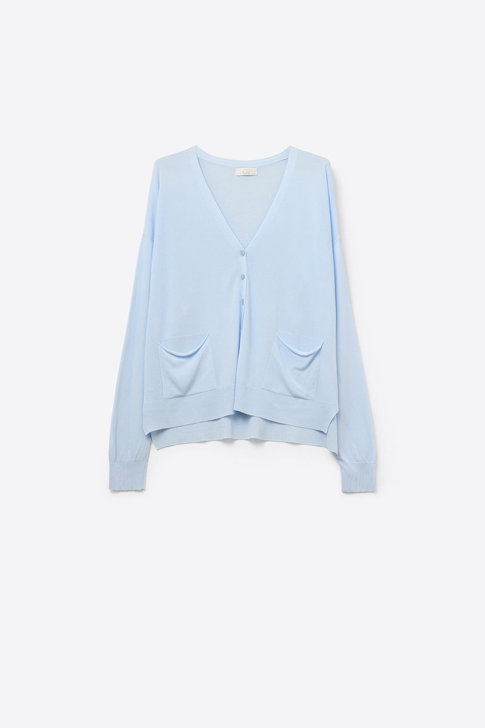 Cardigan en maille fine avec poches sur le devant en bleu
