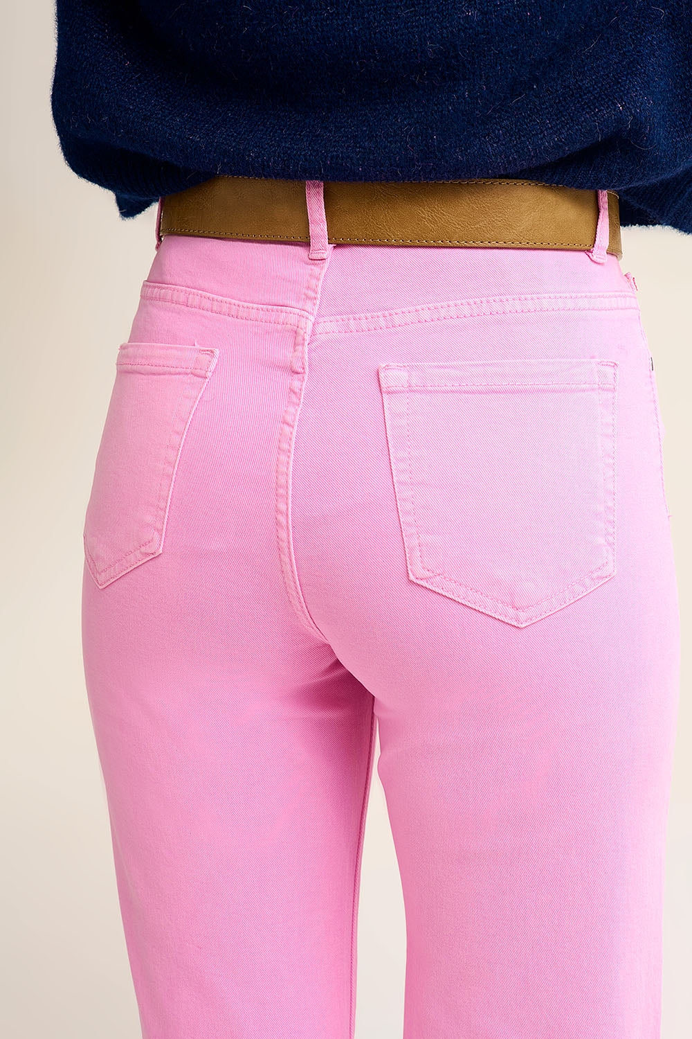 Jean ample court en Rose chewing gum