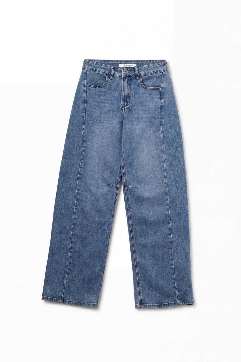 Jean droit de style barrel avec surpiqûres au genou