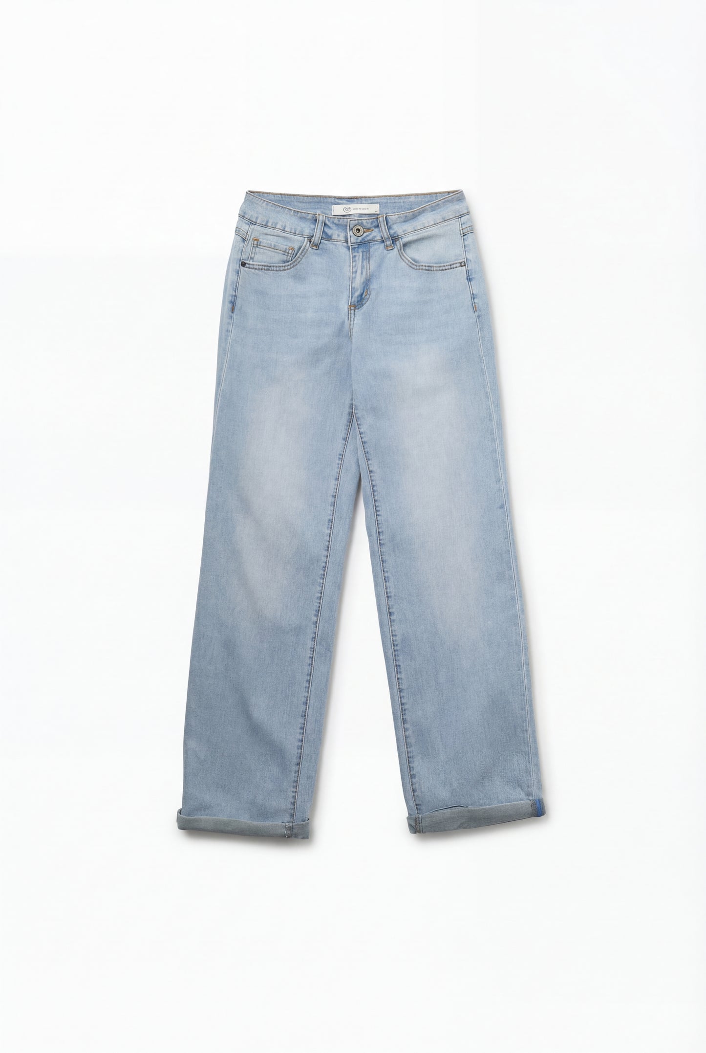 Jeans bleu clair à jambe droite