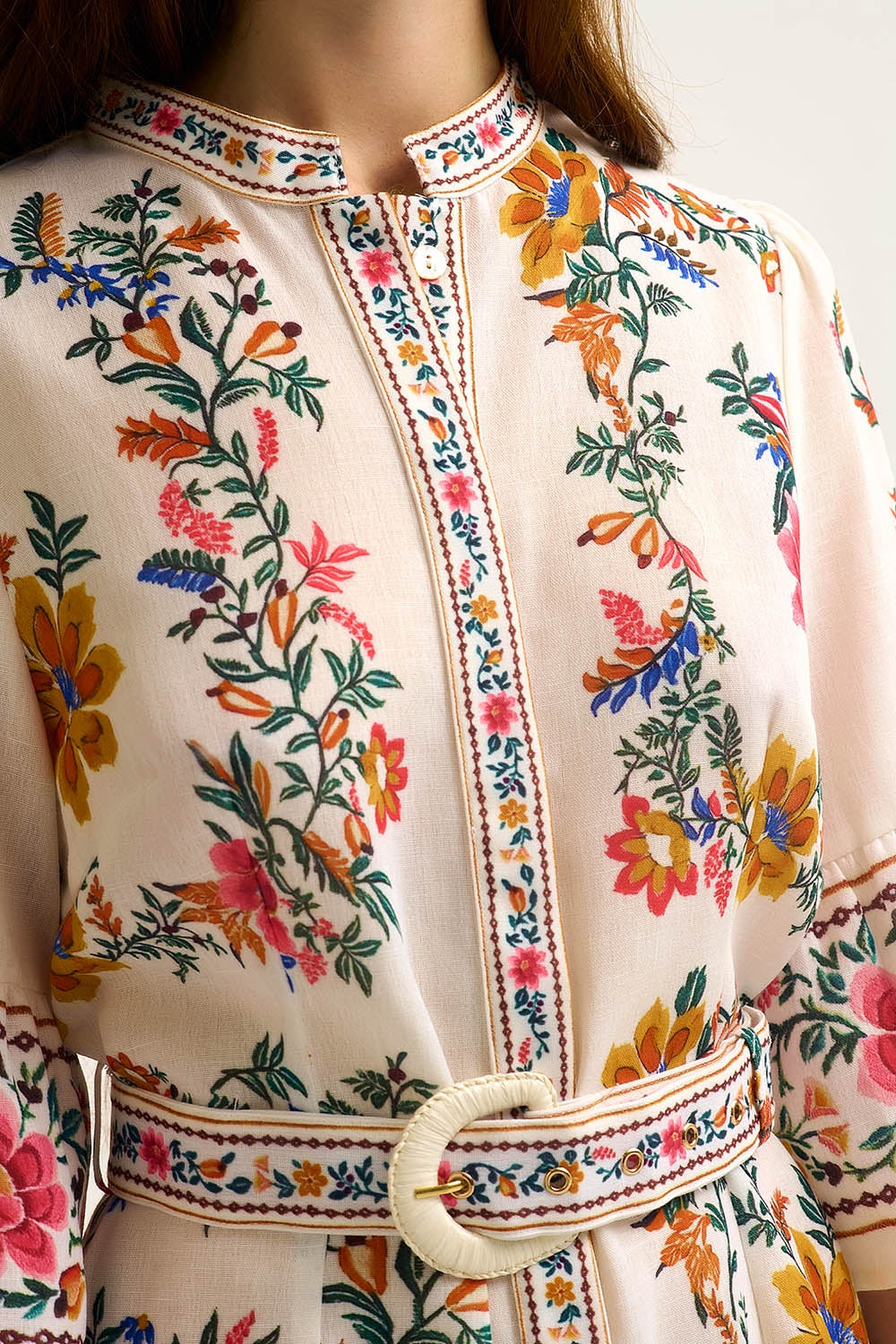 Robe Mini Boho Florale Imprimée en blanc
