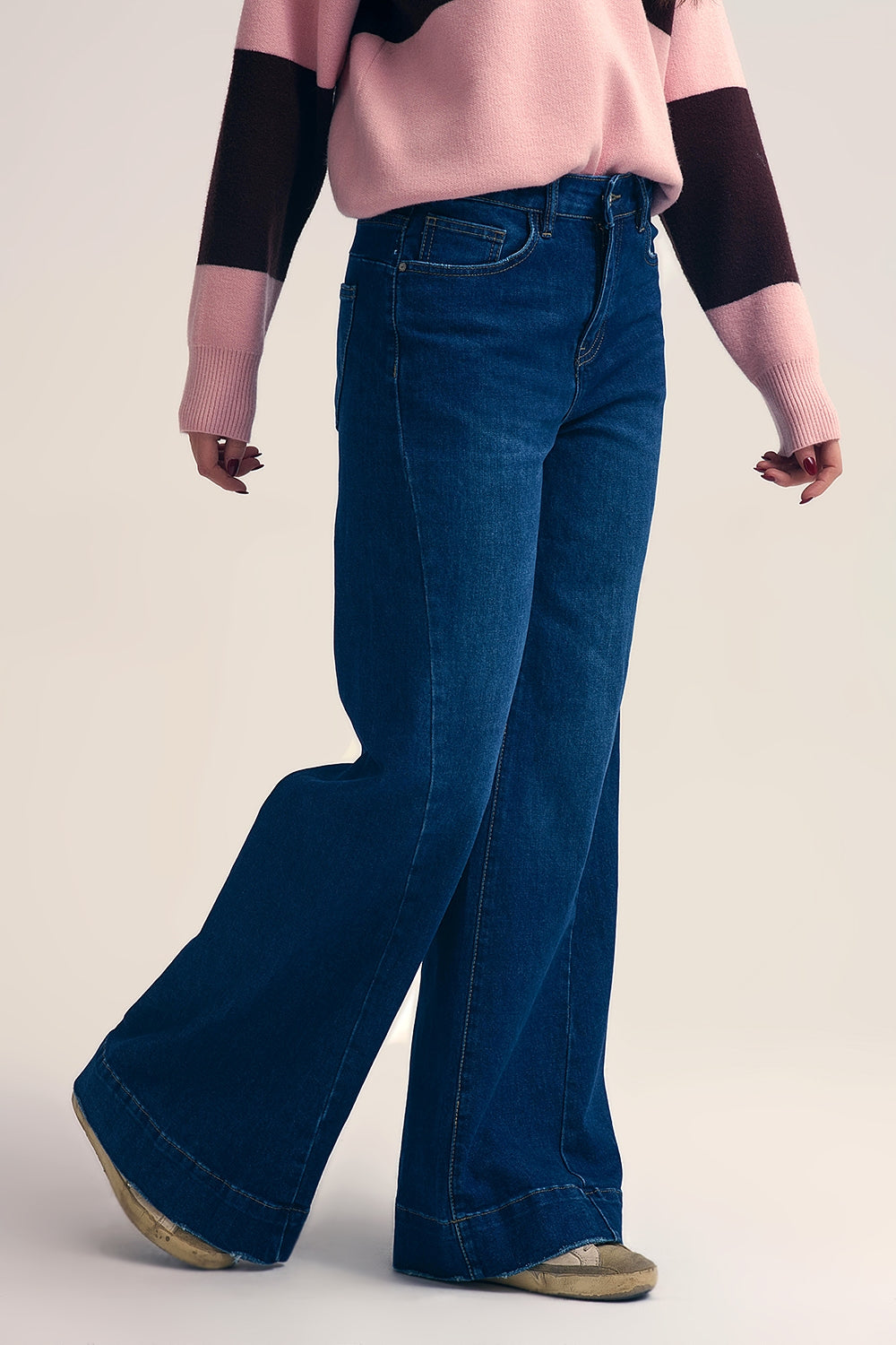 Jeans bleu foncé avec jambe extra large