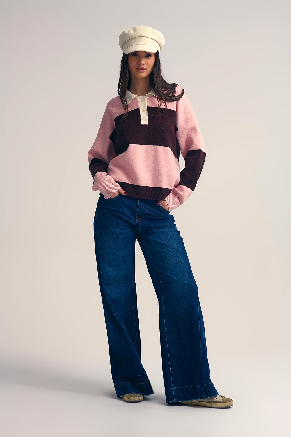 Jeans bleu foncé avec jambe extra large