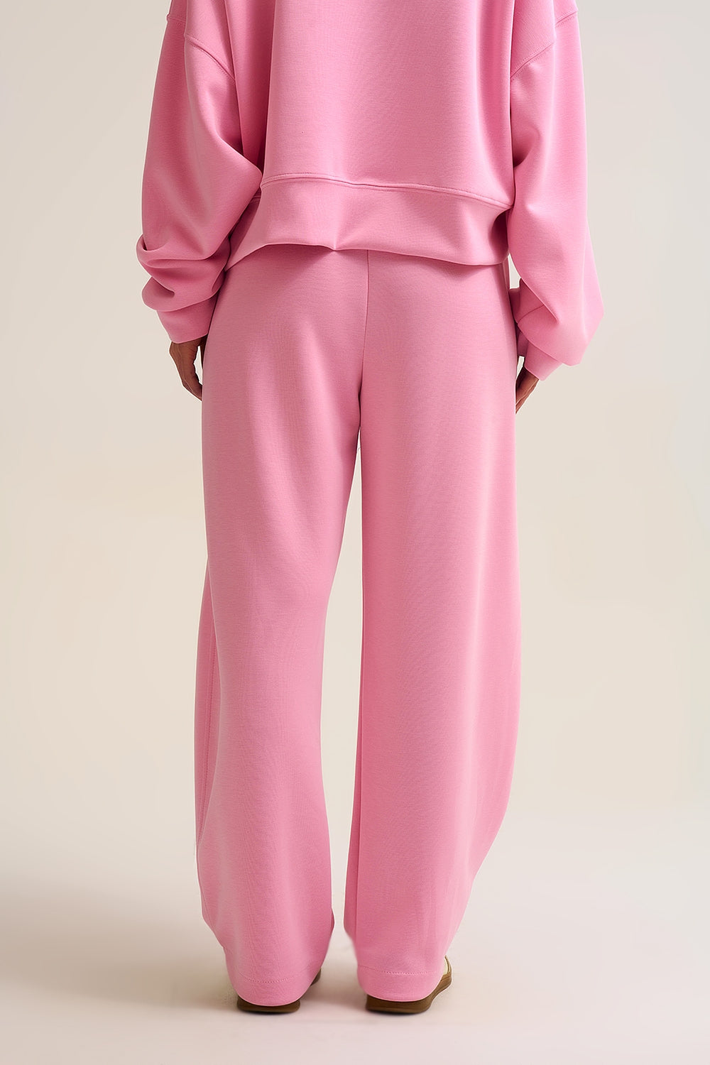 Pantalon de jogging en tricot super doux en rose avec taille à cordon de serrage