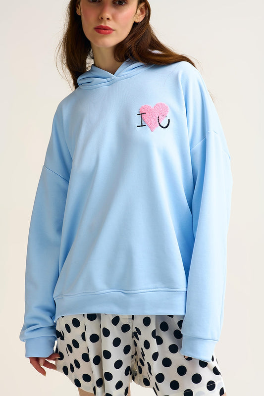 sweat à capuche super-doux avec graphisme en forme de cœur