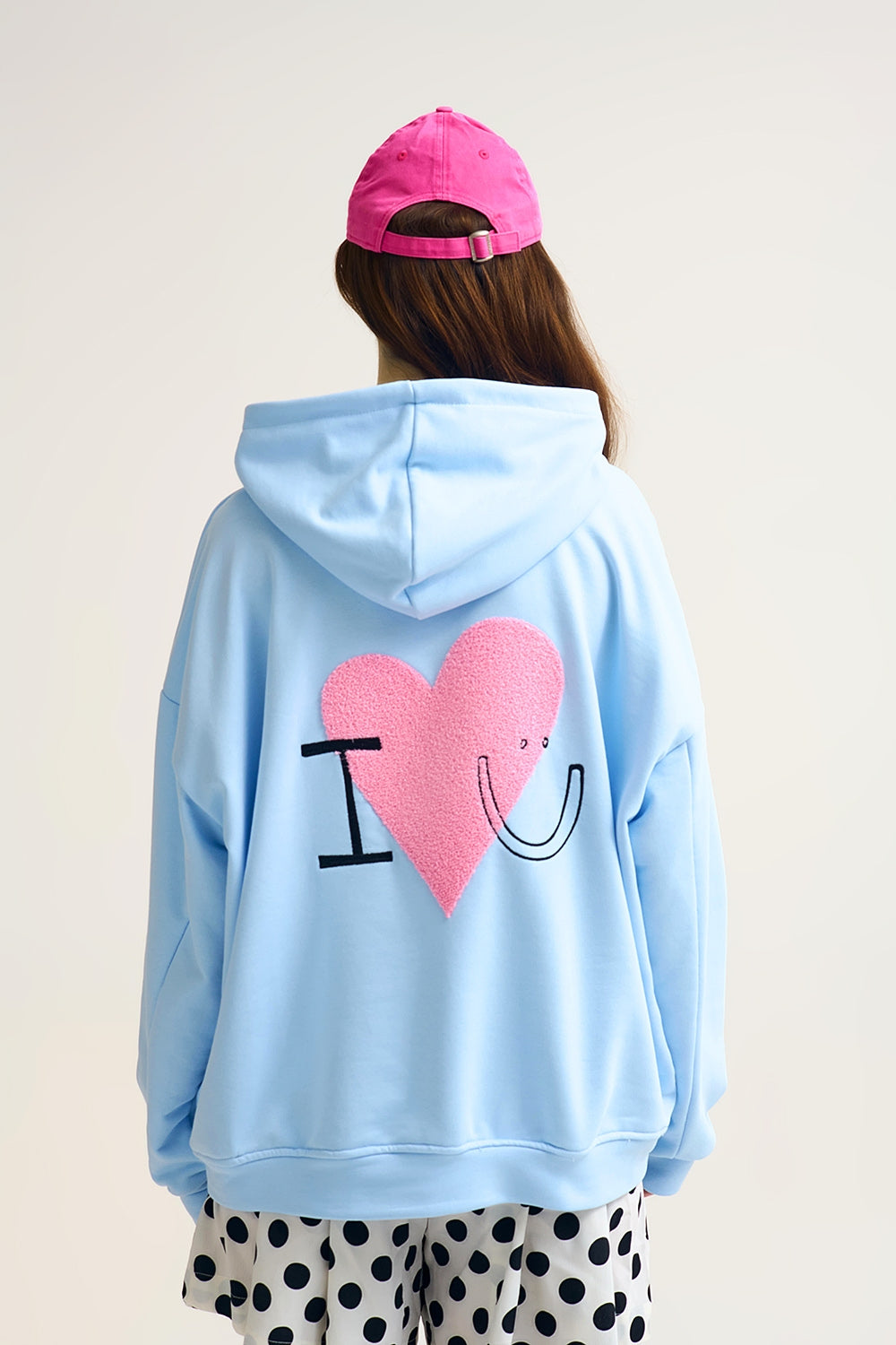 sweat à capuche super-doux avec graphisme en forme de cœur