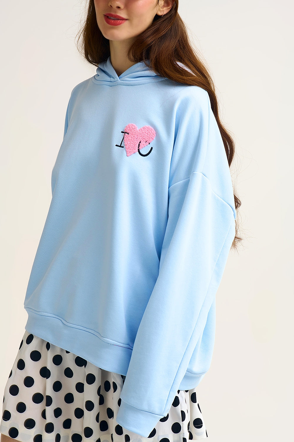 sweat à capuche super-doux avec graphisme en forme de cœur