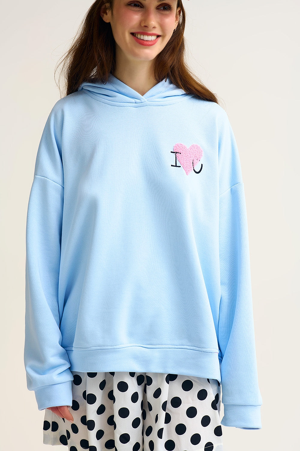 sweat à capuche super-doux avec graphisme en forme de cœur