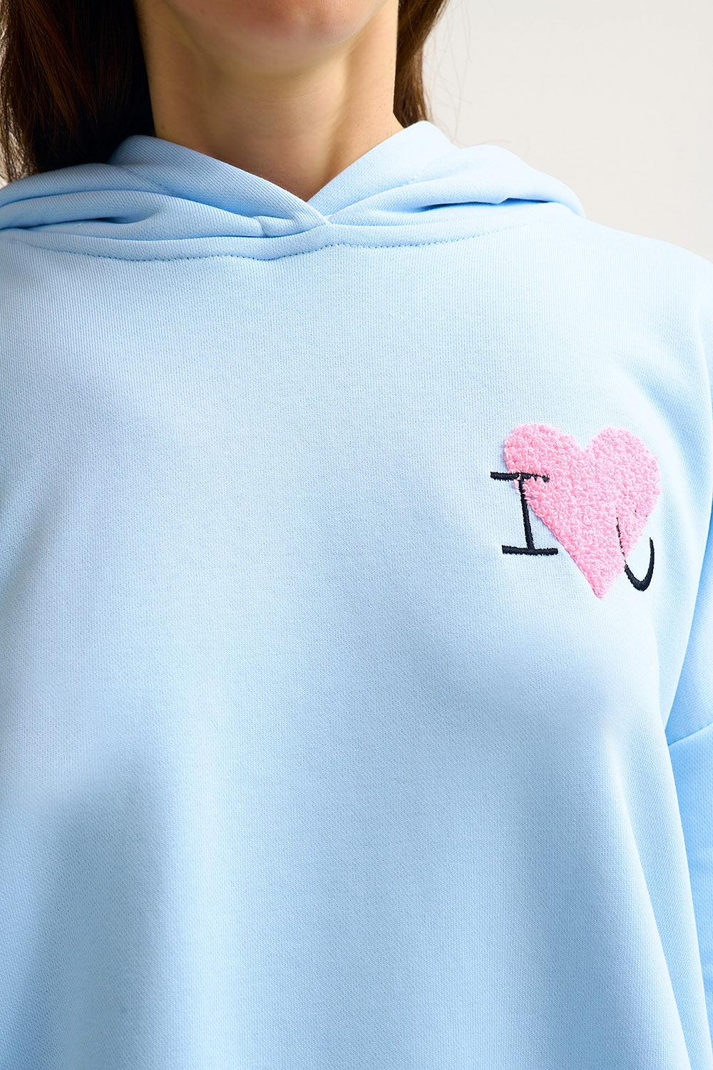 sweat à capuche super-doux avec graphisme en forme de cœur