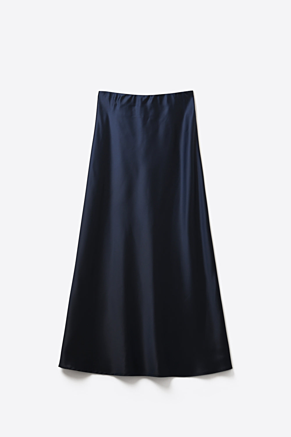 Jupe midi en satin marine
