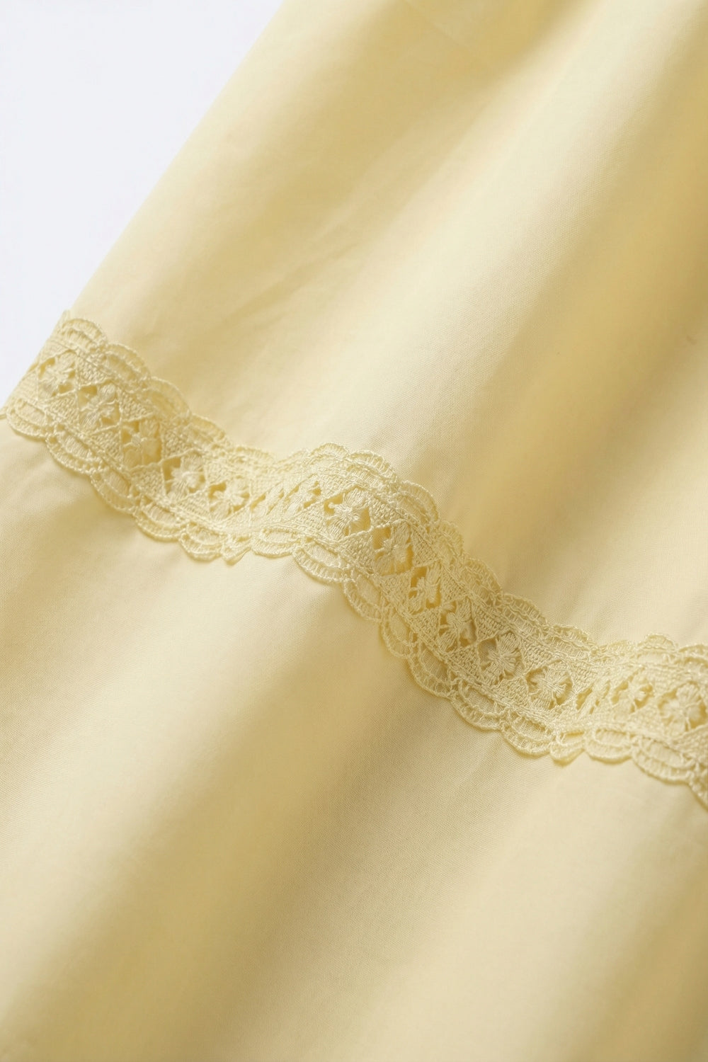 Jupe Maxi en Popeline Jaune avec Détail de Dentelle