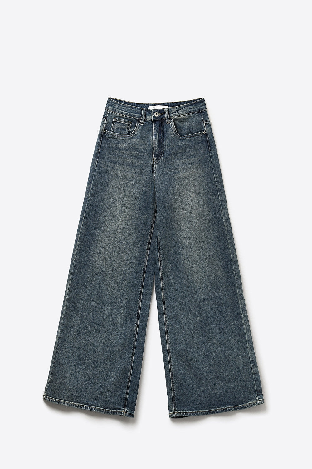 Jean droit en denim de tous les jours bleu délavé moyen