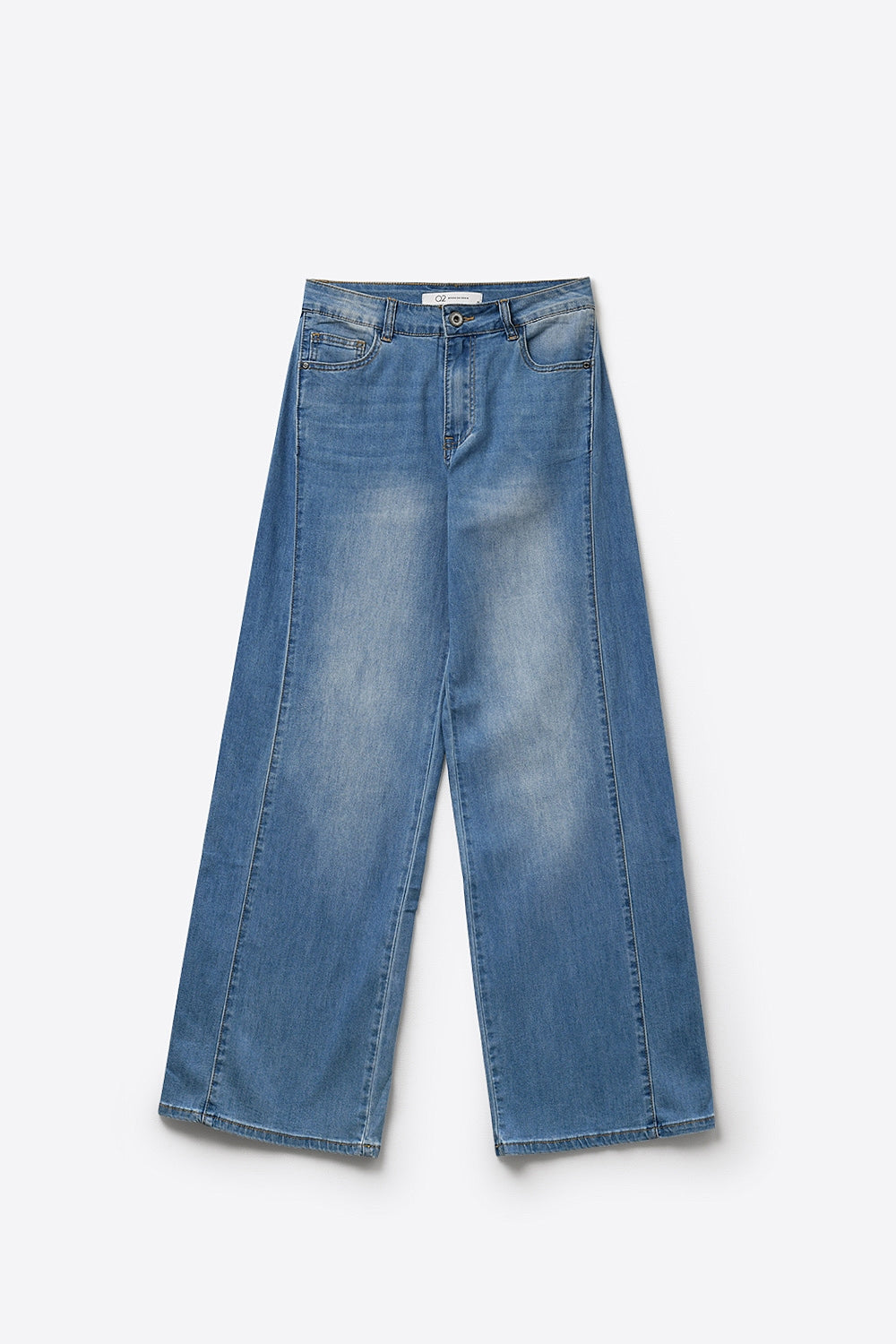 Jeans larges en denim bleu clair avec coutures latérales