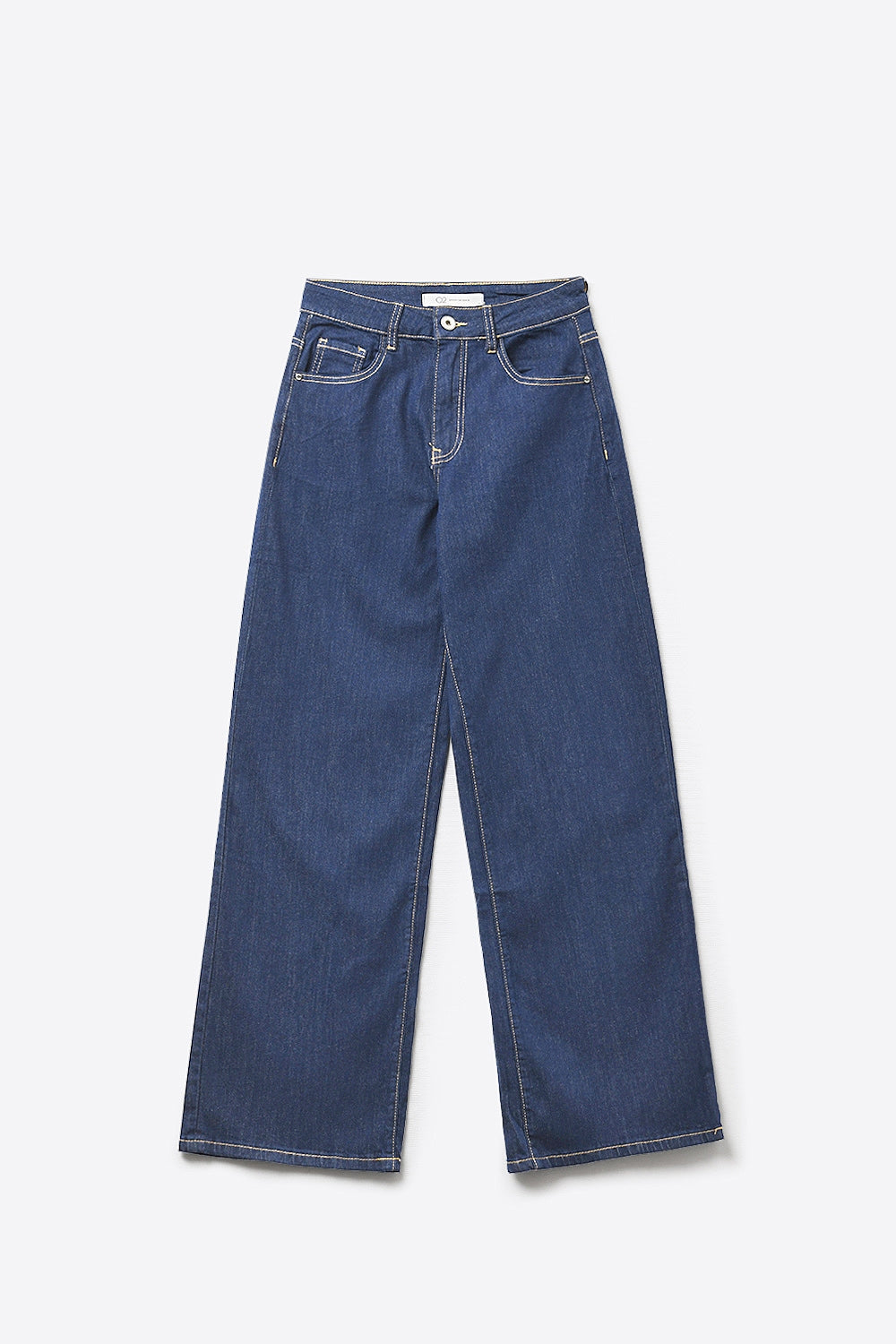 Jean en denim à jambe large et à taille haute bleu