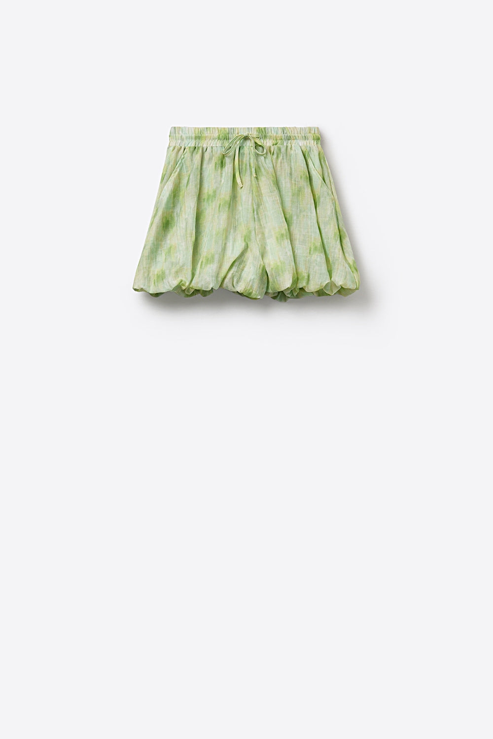 Short Bulle Tie-Dye avec Taille à Cordon Élastique en couleur citron vert