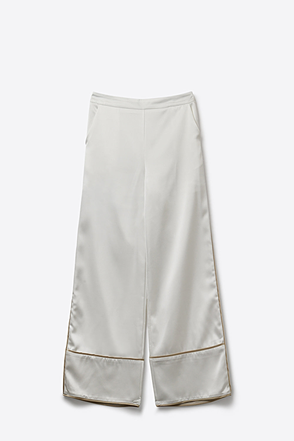 Pantalon kimono à jambes larges en satin ivoire