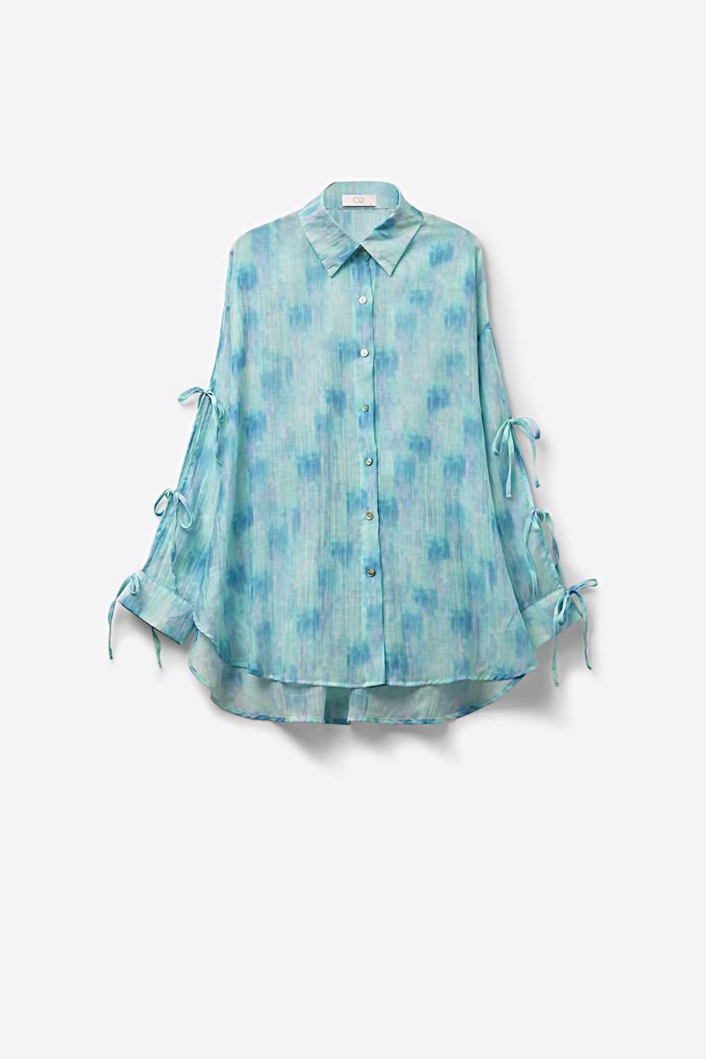 Chemise boutonnée oversize à motifs bleu clair