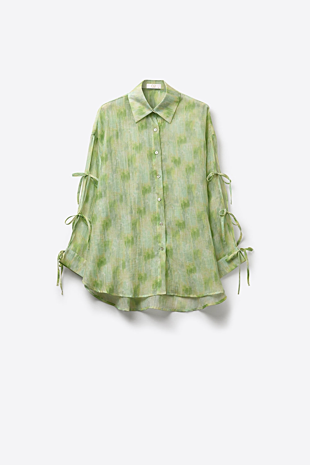 Chemise surdimensionnée à manches nouées vert clair