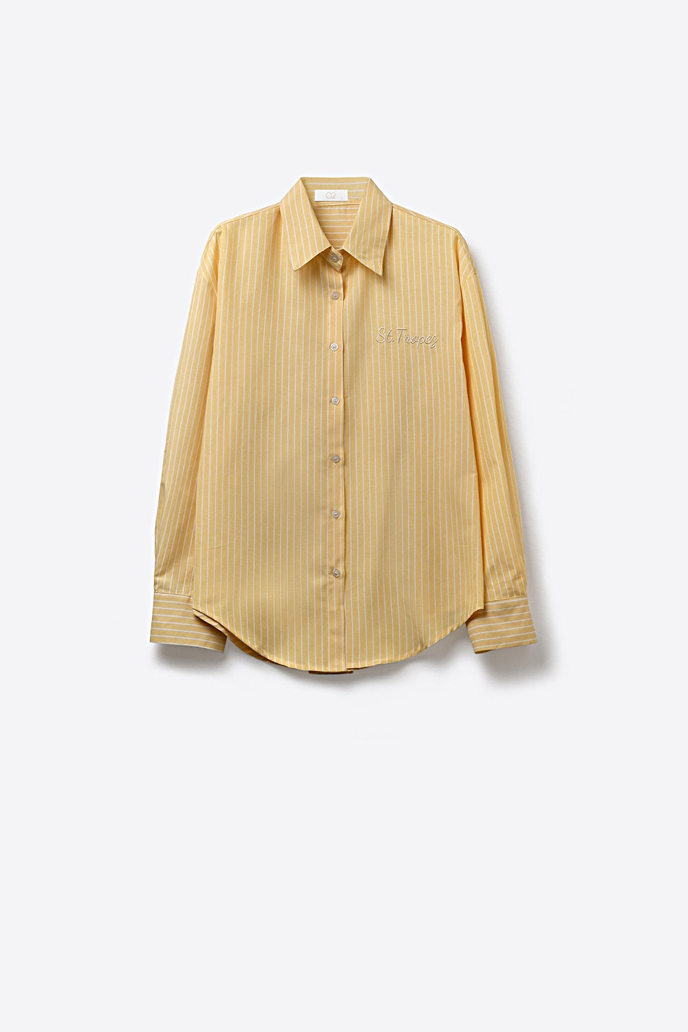Chemise à rayures jaunes avec broderie St. Tropez