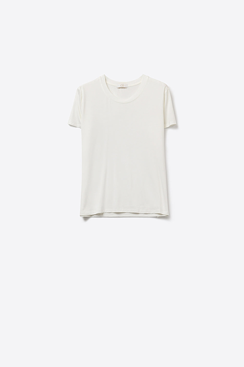 T-shirt blanc basique à col rond et manches courtes en tissu de viscose