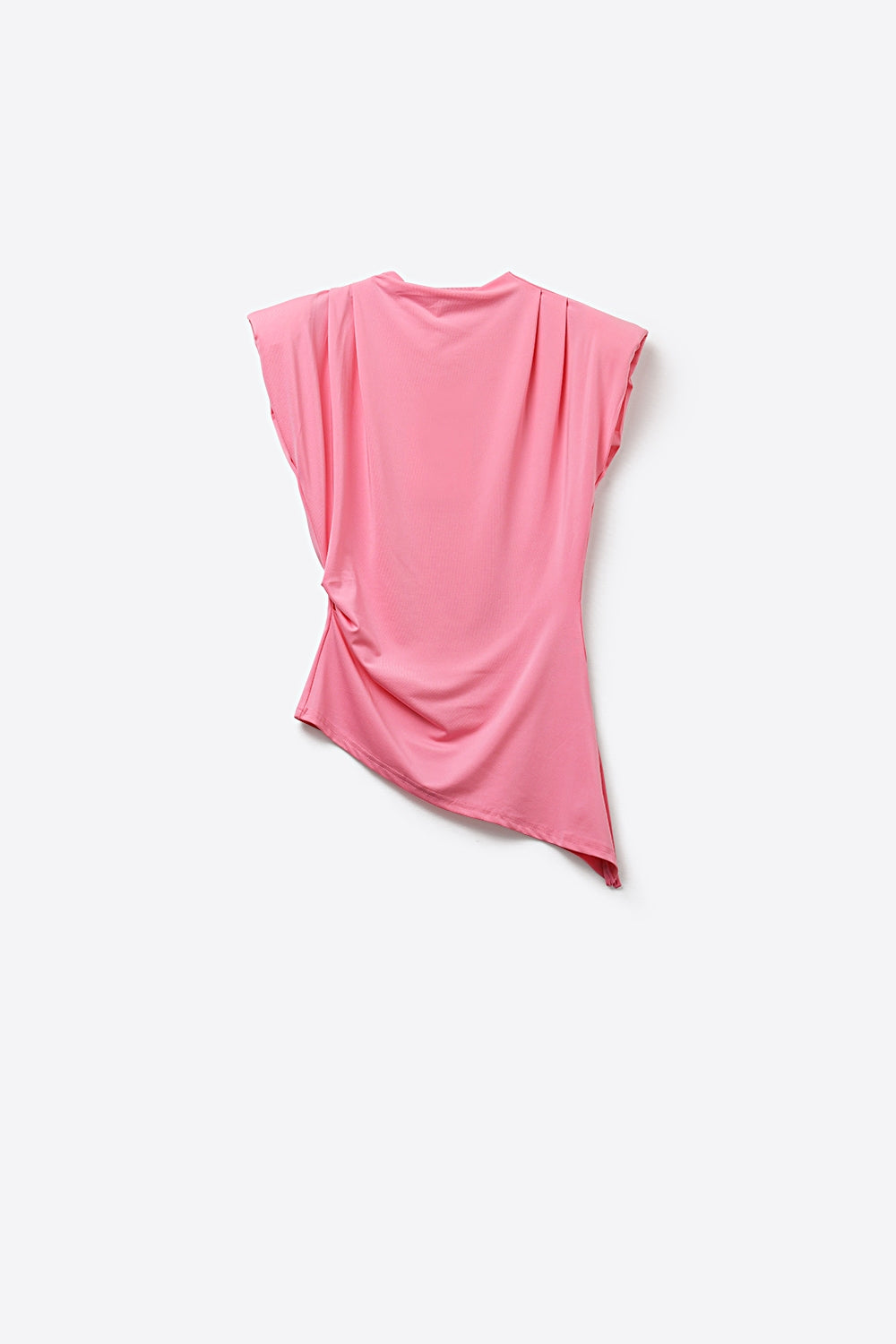 Top drapé sans manches asymétrique rose pour femmes