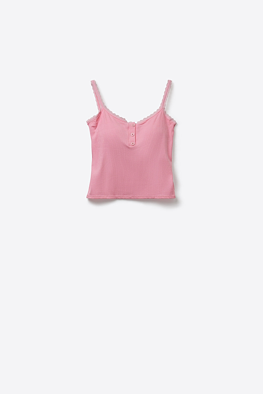 Débardeur en maille côtelée rose à boutons sur le devant avec détails de boutons