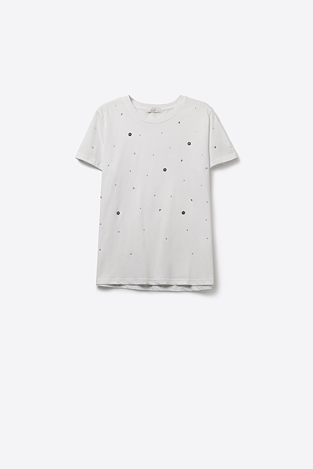 T-Shirt en coton blanc orné de strass