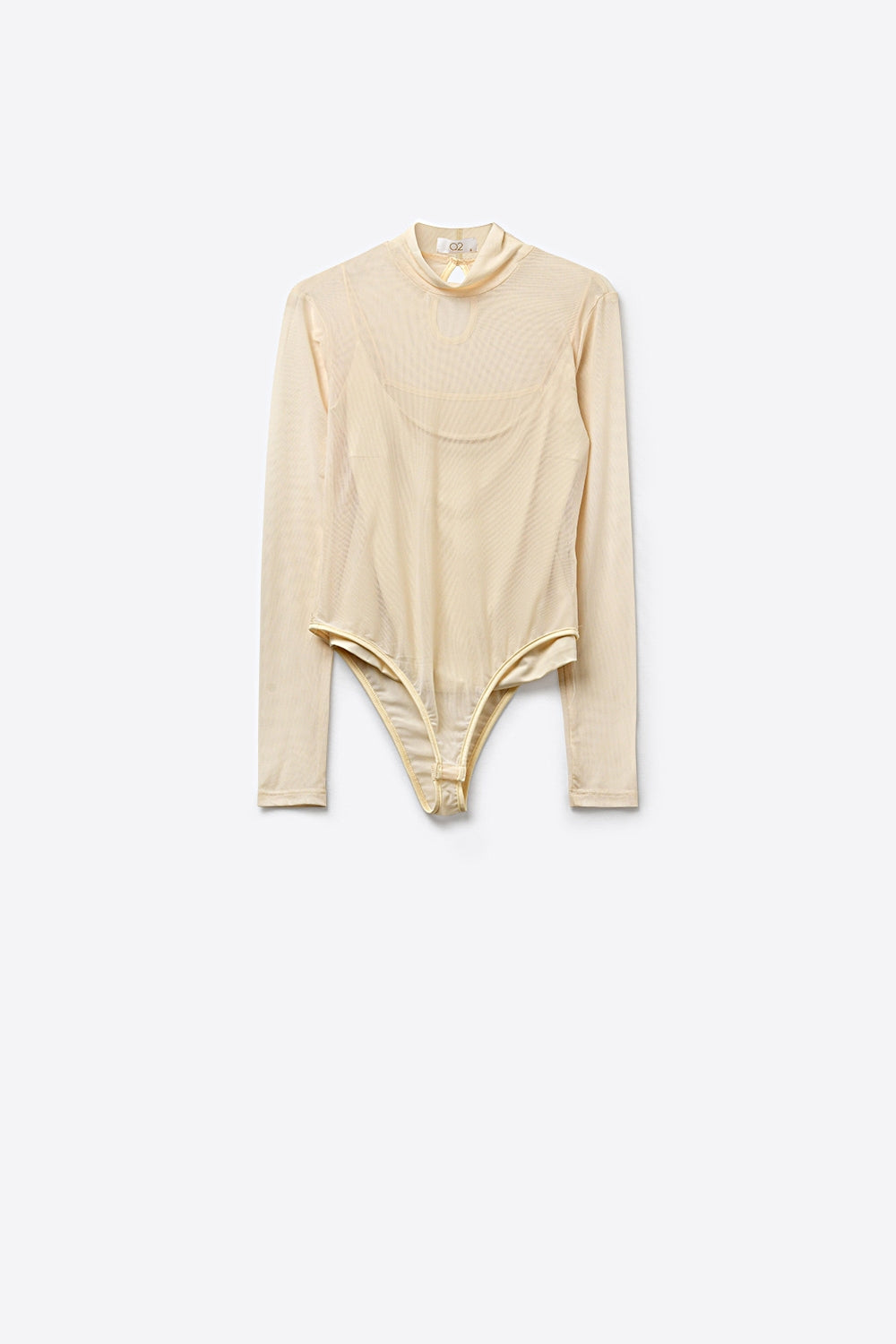 Body à Manches Longues en Tulle Crème Transparent