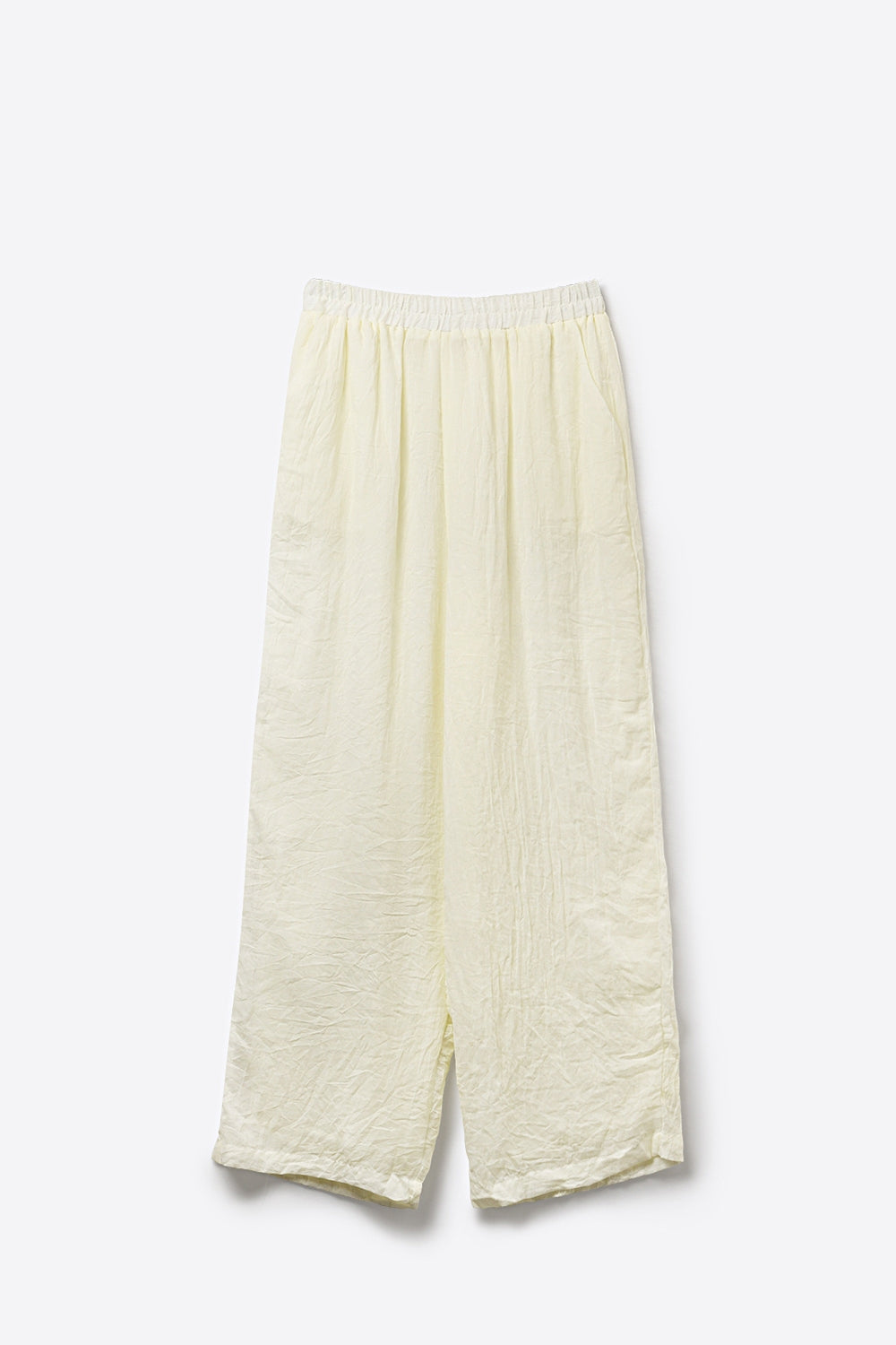 Pantalon large crème avec tissu transparent
