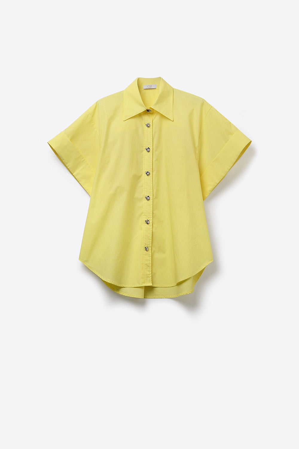 Chemise kimono jaune à manches courtes avec boutons en argent