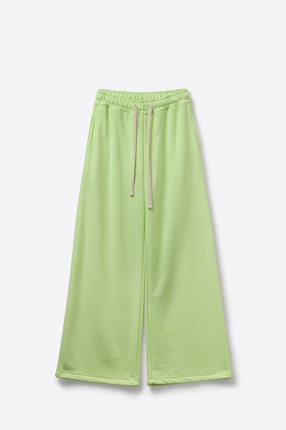 Pantalon de survêtement en tricot vert avec taille élastique et cravate
