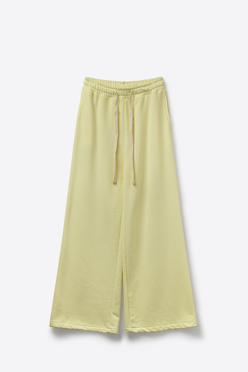 Pantalon de survêtement à coupe droite en tricot jaune avec taille élastique et cravate