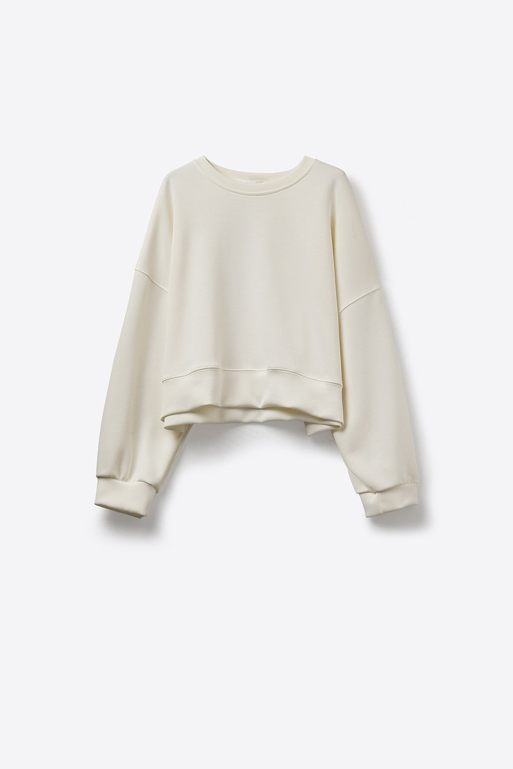Sweatshirt basique à col ras du cou et épaules tombantes en crème