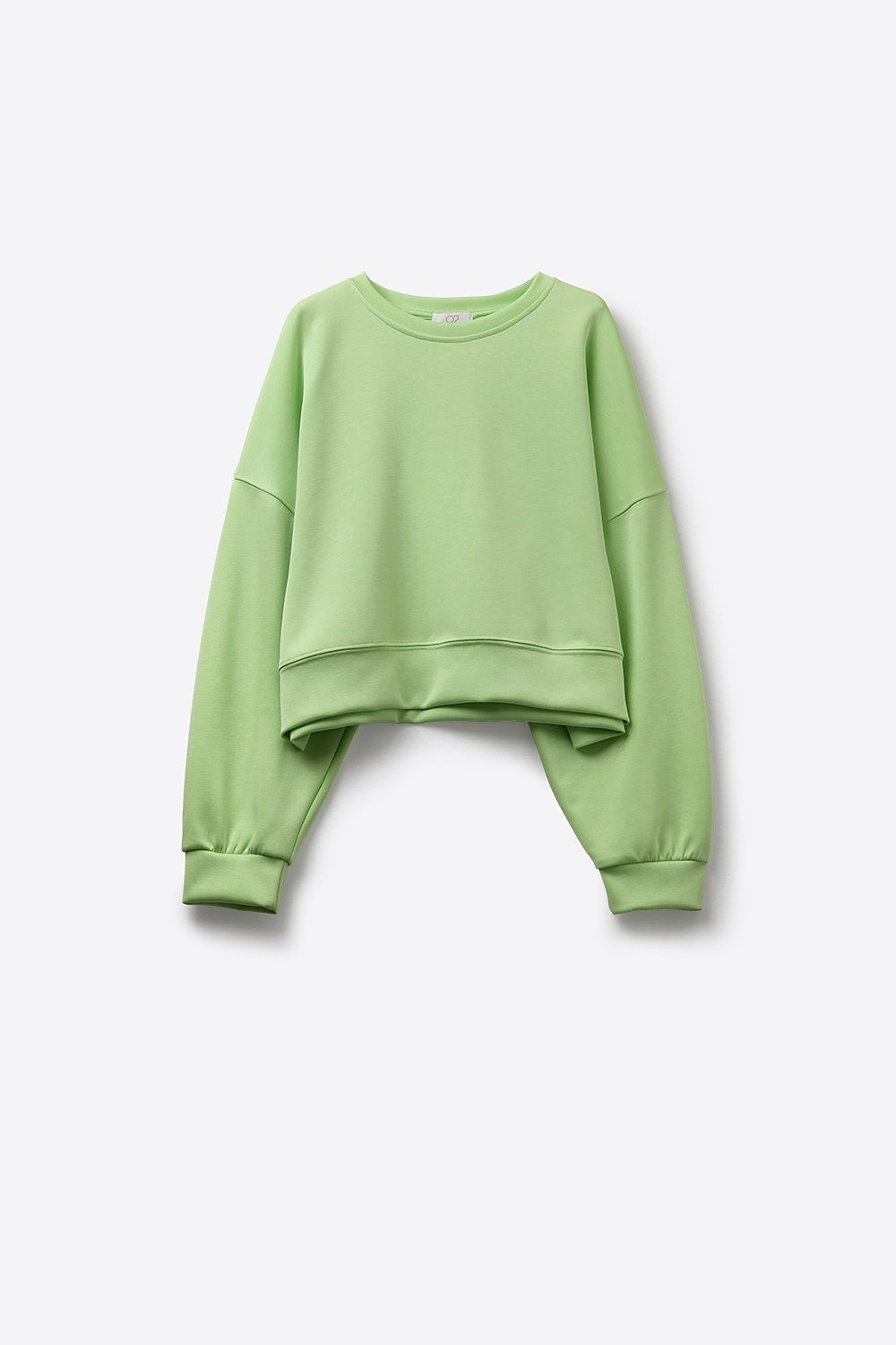 Sweatshirt basique à col ras du cou et épaules tombantes en vert