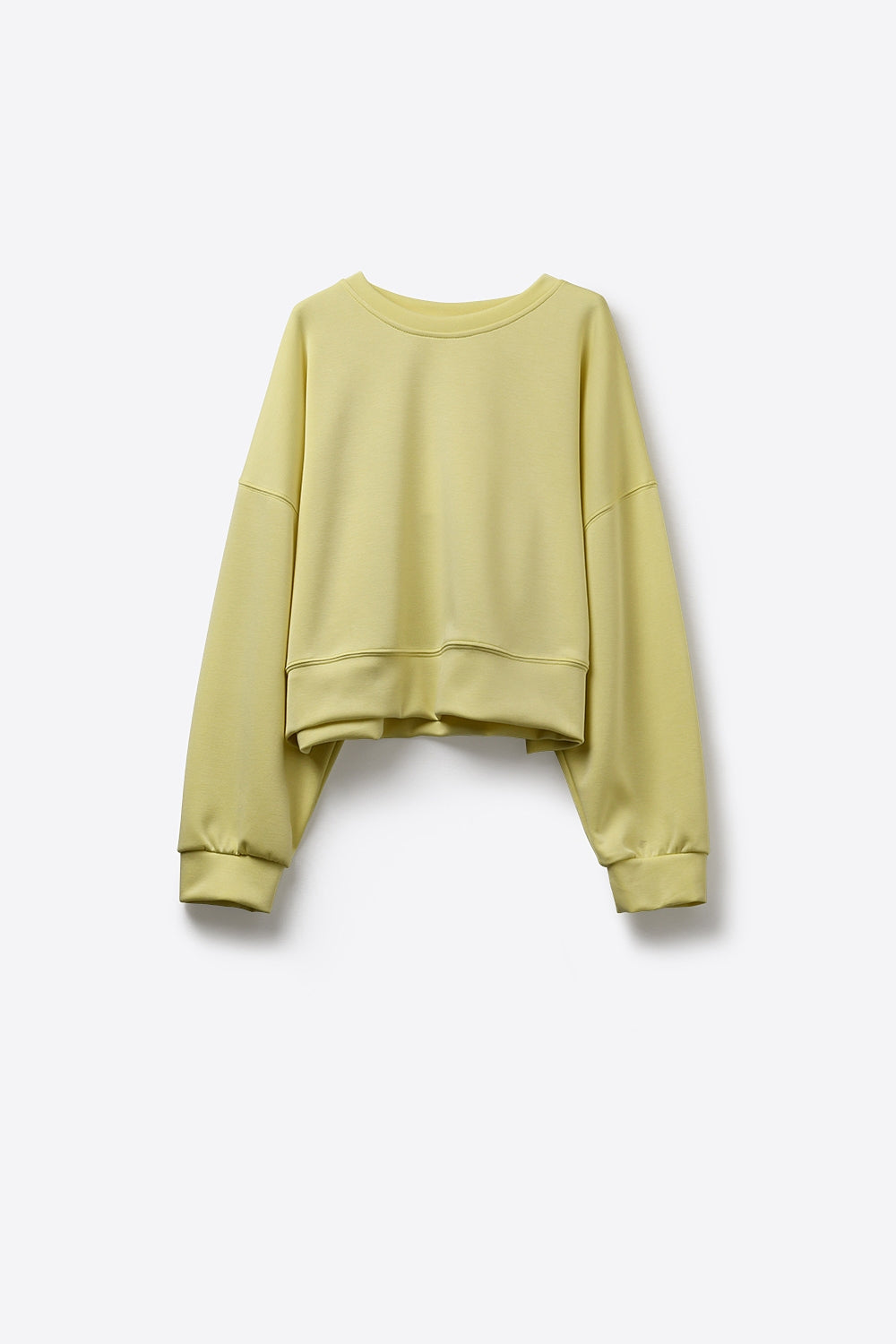 Sweatshirt basique à col ras du cou et épaules tombantes en jaune