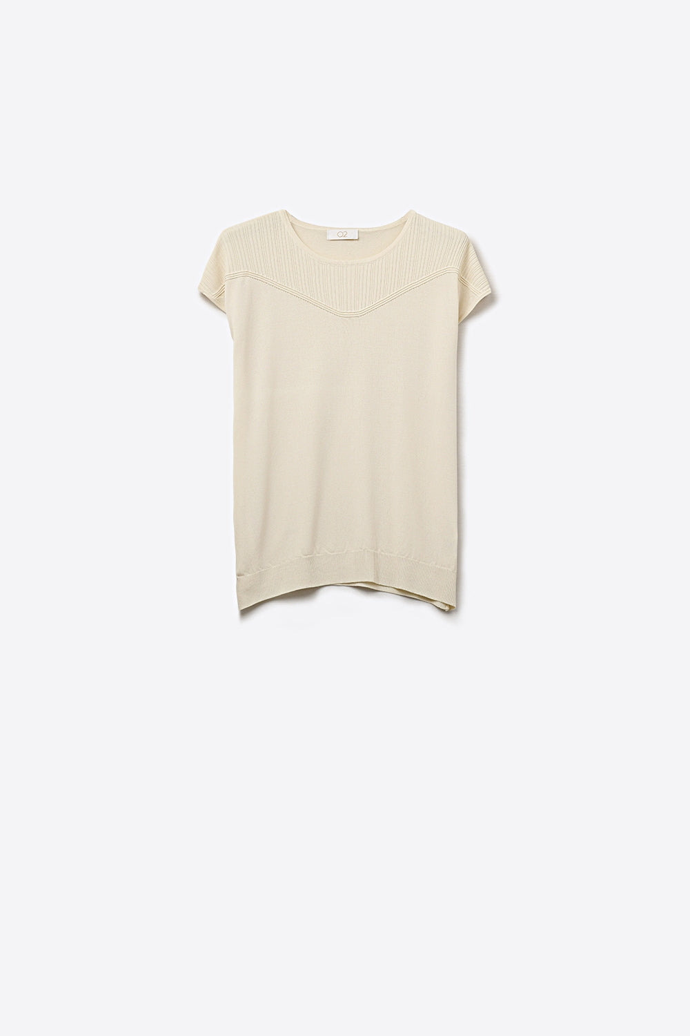 Pull de Pull à Manches Courtes Texturé en Tricot Crème