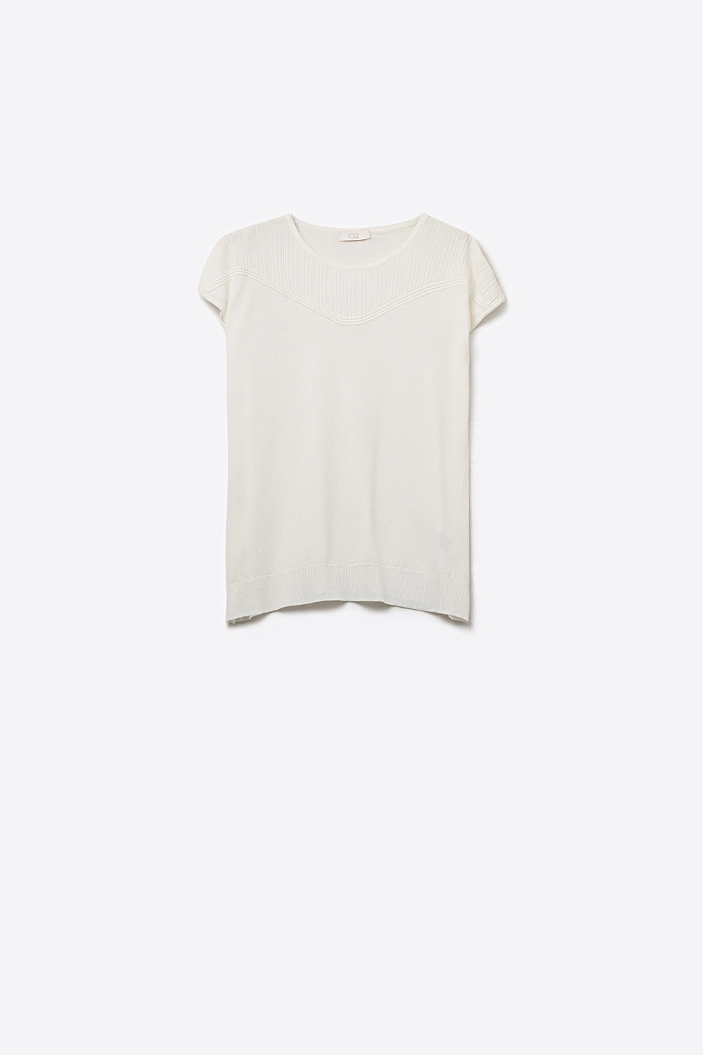pull à manches courtes en tricot blanc avec détail texturé