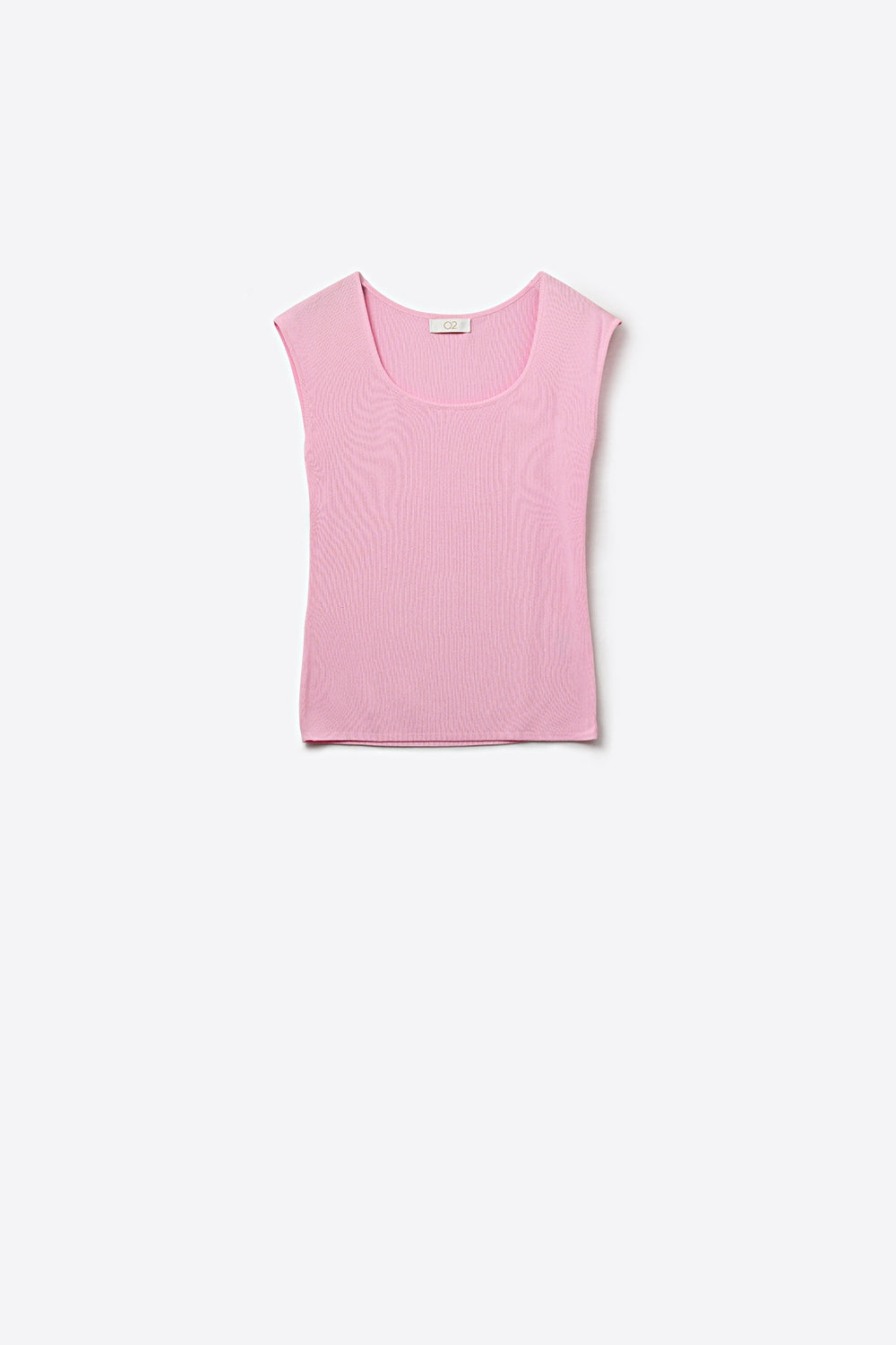 Débardeur rose en maille côtelée à encolure dégagée