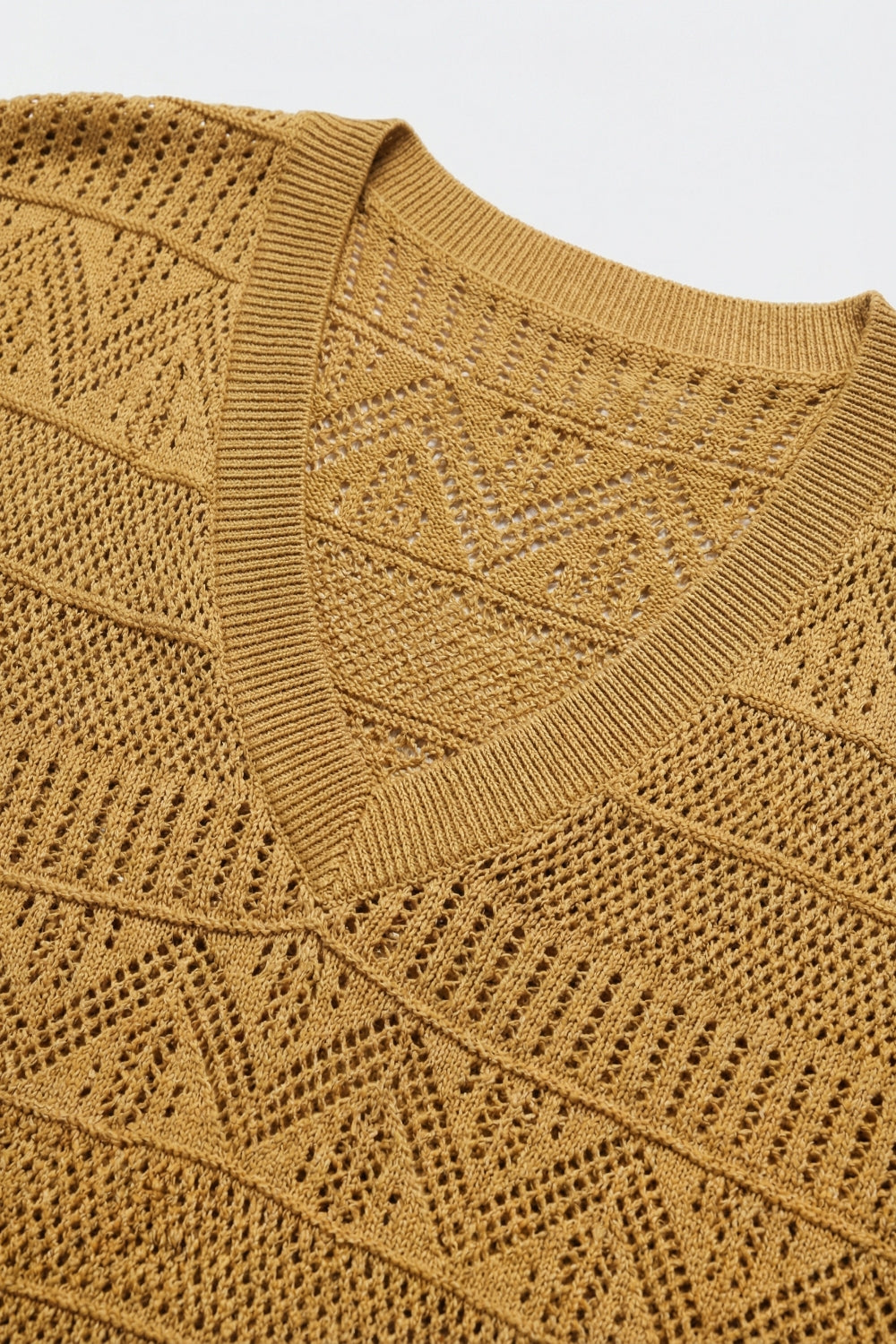 Gilet en tricot à col en V et à manches courtes Camel