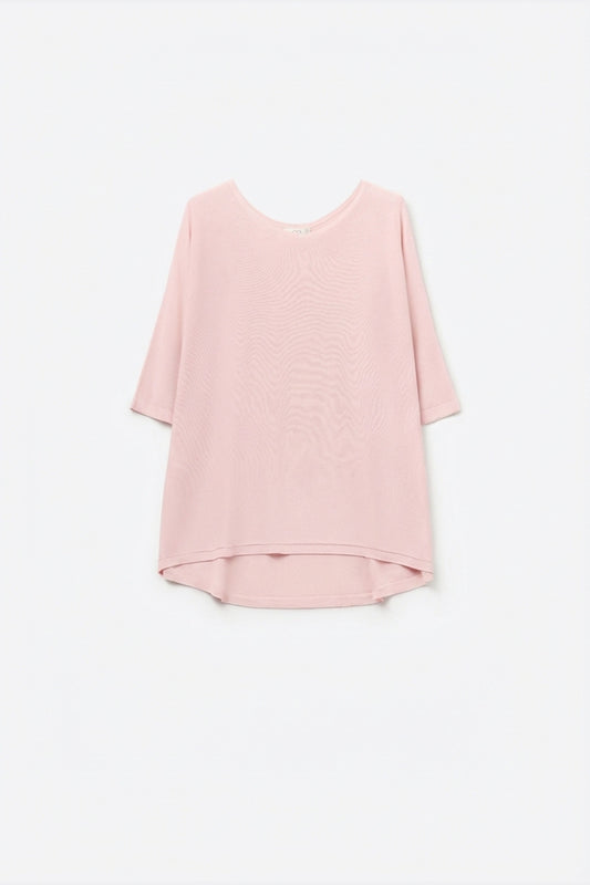 pull oversize en rose avec manches coudées