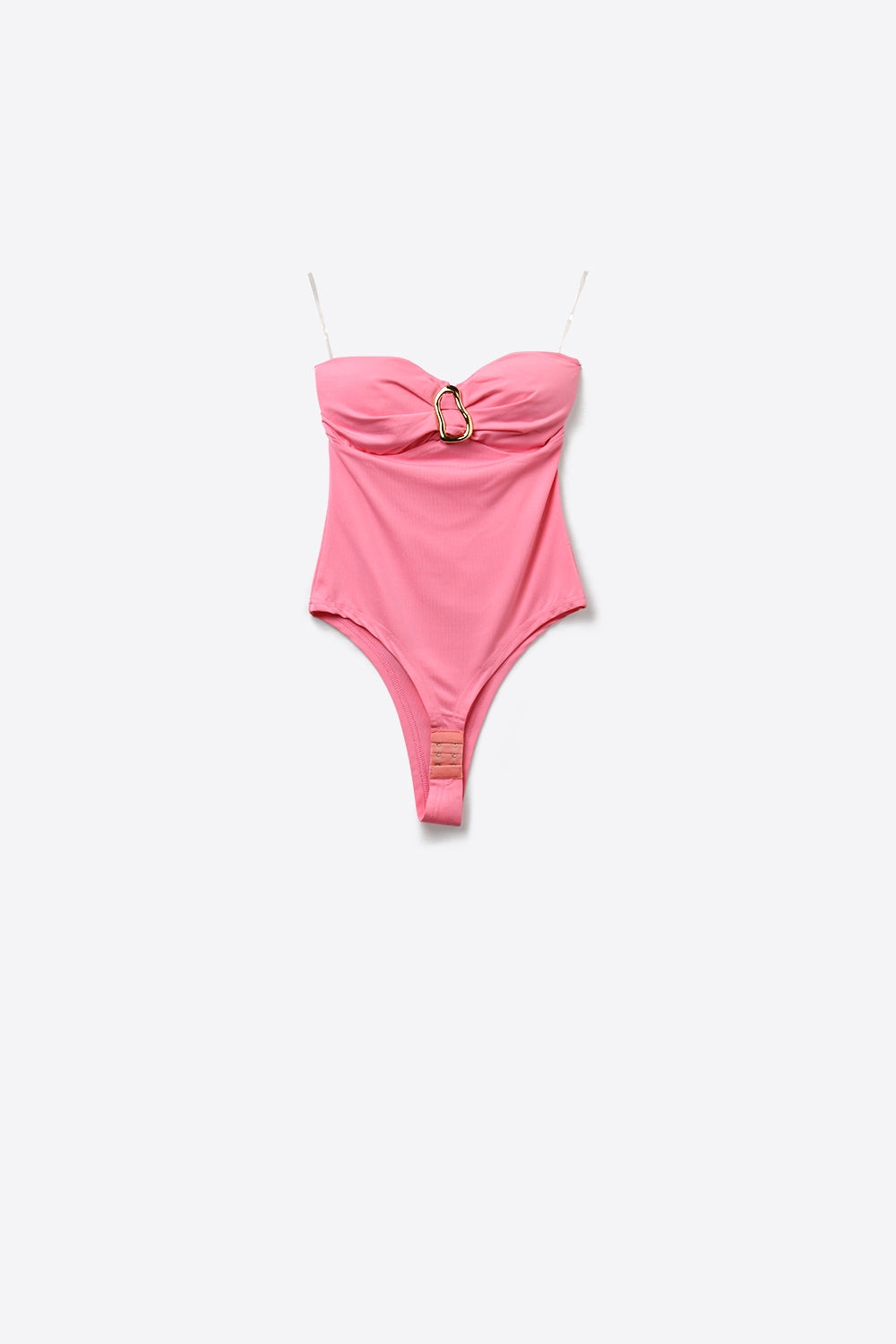 Bodysuit rose sans bretelles avec boucles pour l'été