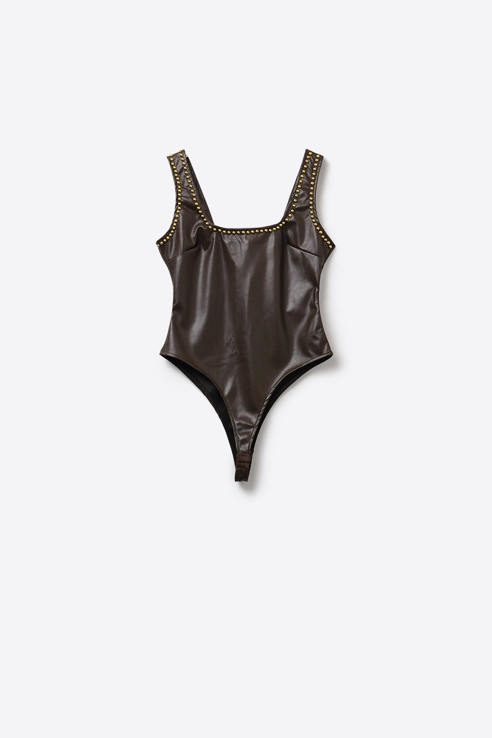 Body en simili-cuir marron avec clous