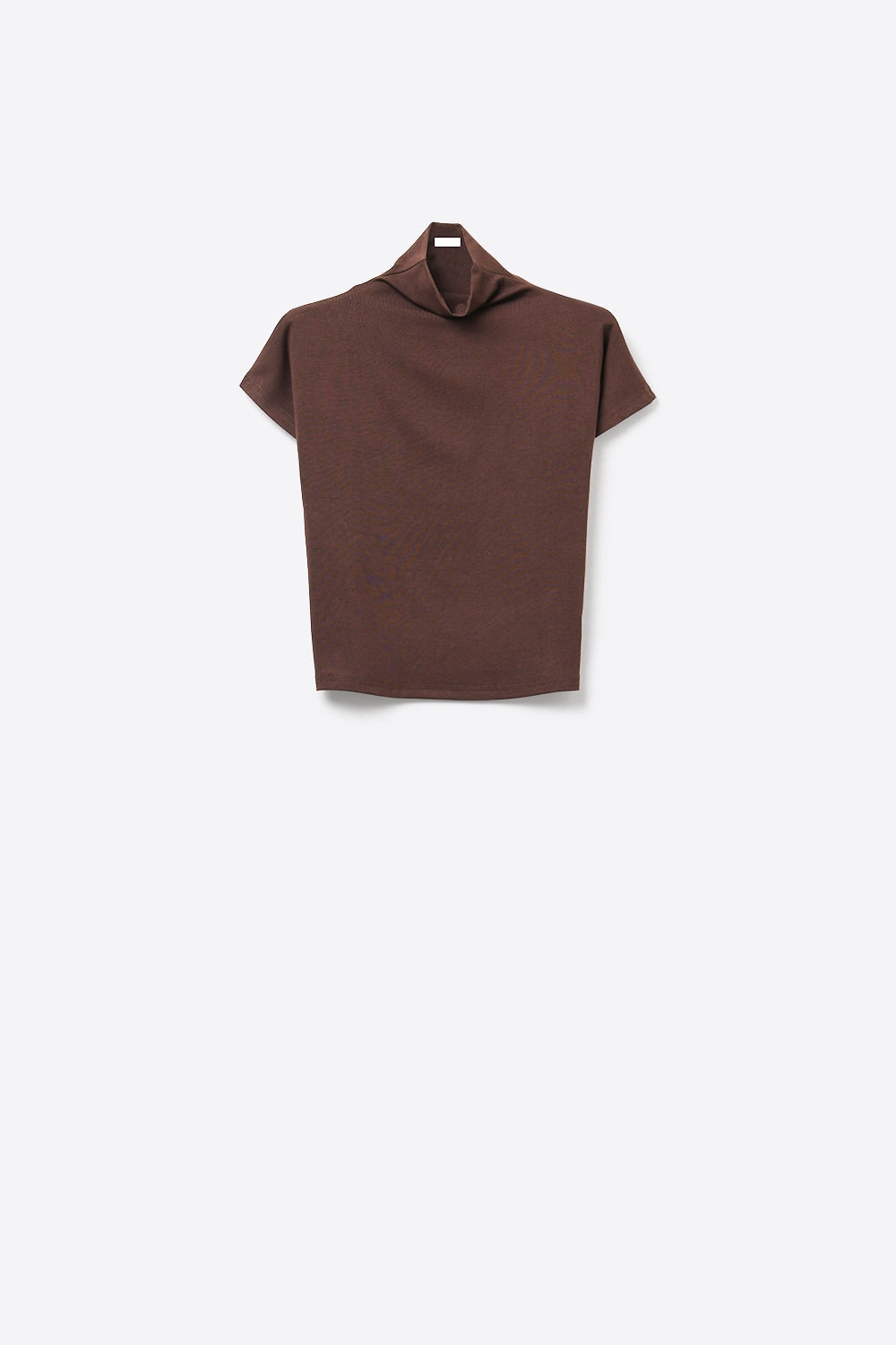 Top en tricot élastique marron en viscose avec manches courtes