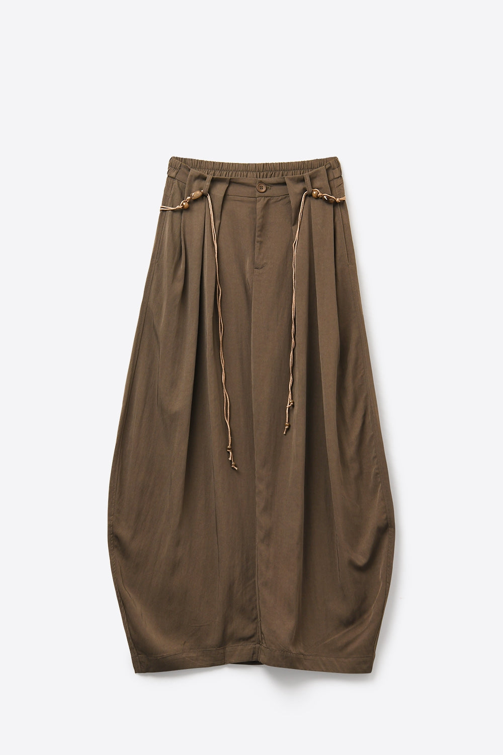 Pantalon à cordon de serrage à jambe large et coupe décontractée marron
