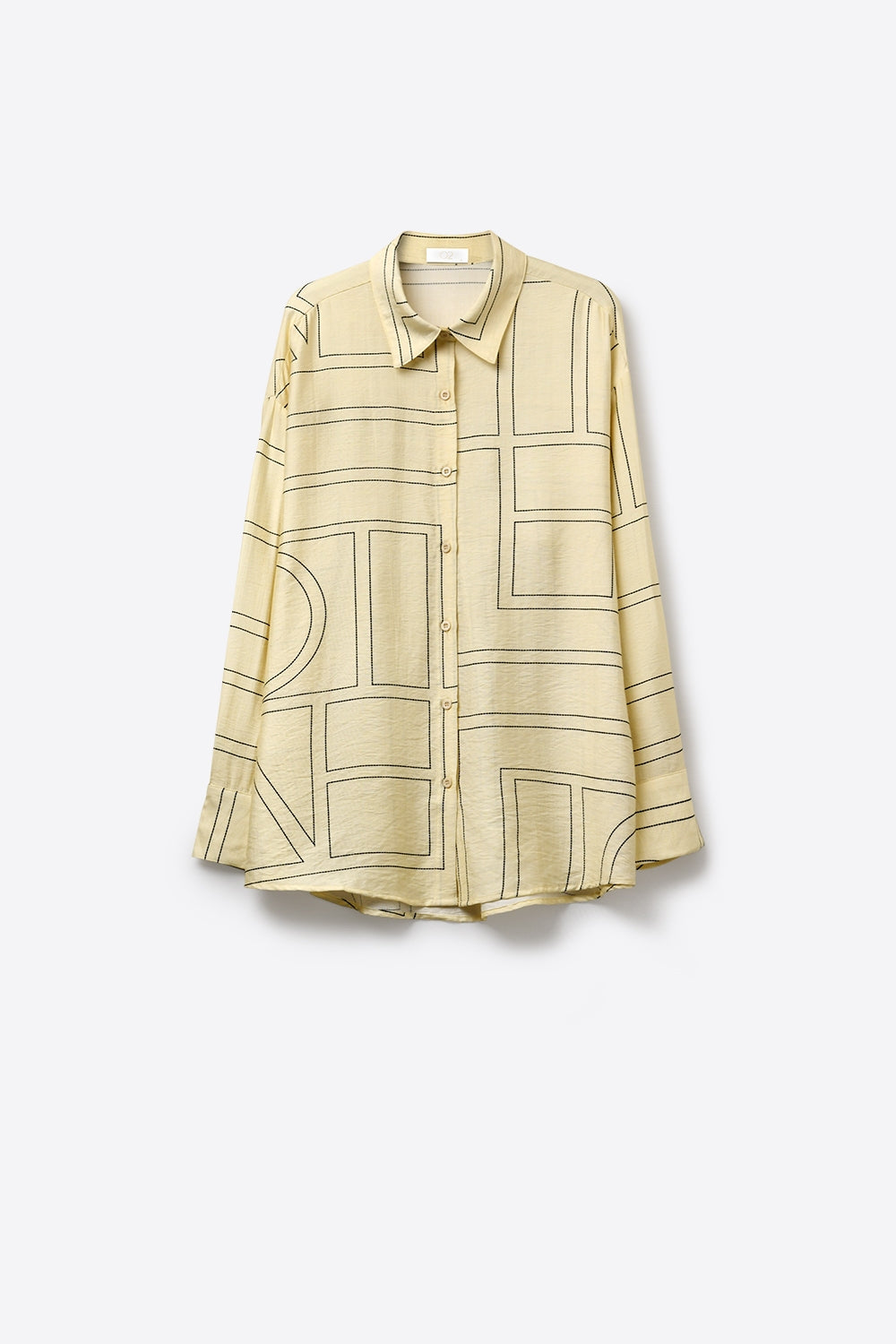 Chemise boutonnée à motif géométrique beige